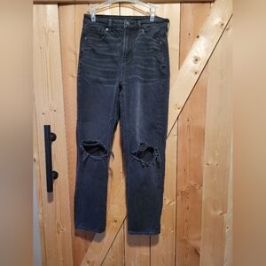 American Eagle Black Mom Straight Jeans